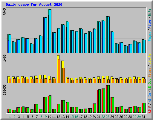 Daily usage for August 2020