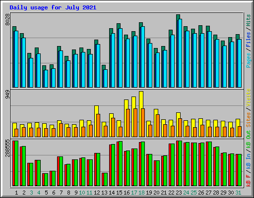 Daily usage for July 2021