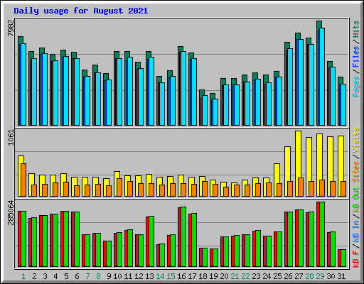 Daily usage for August 2021