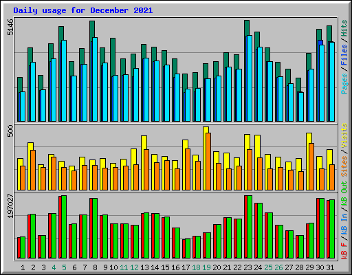 Daily usage for December 2021