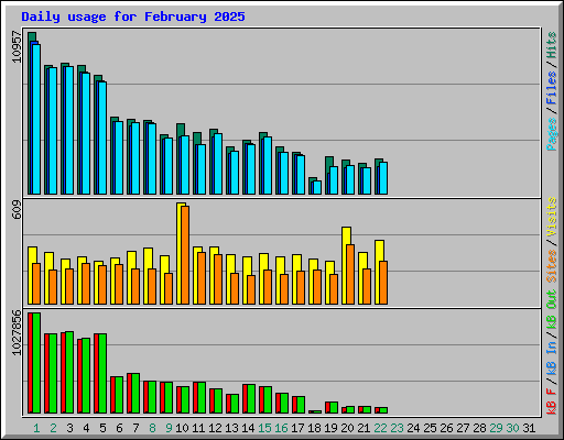 Daily usage for February 2025